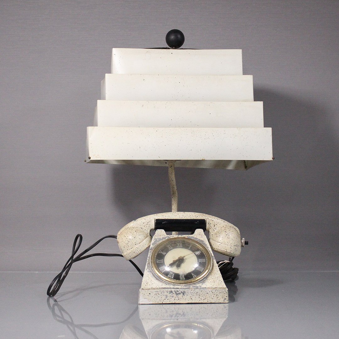 Circa 1950 Mid-Century Modern Telephone "Clock" Lamp (1 of 8)