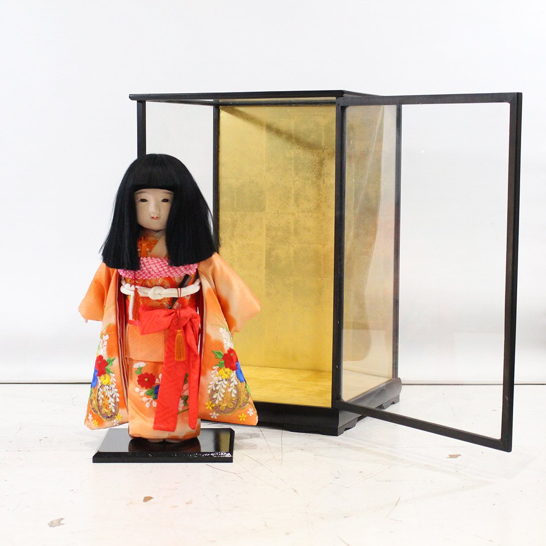 Japanese Bisque Head Doll Wearing Silk Kimono, Showcase (1 of 8)