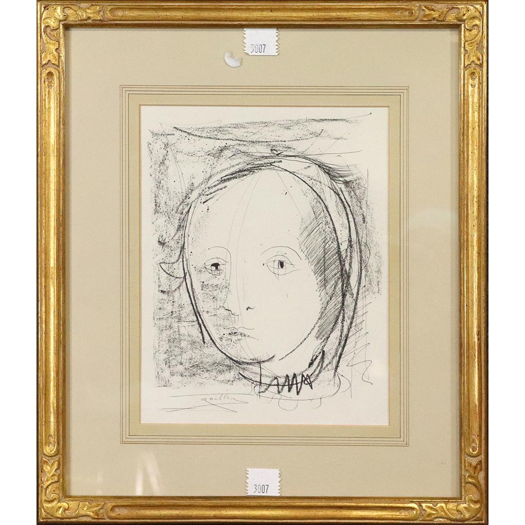 Lithograph Portrait of a Young Girl Child Artist Signed (1 of 4)