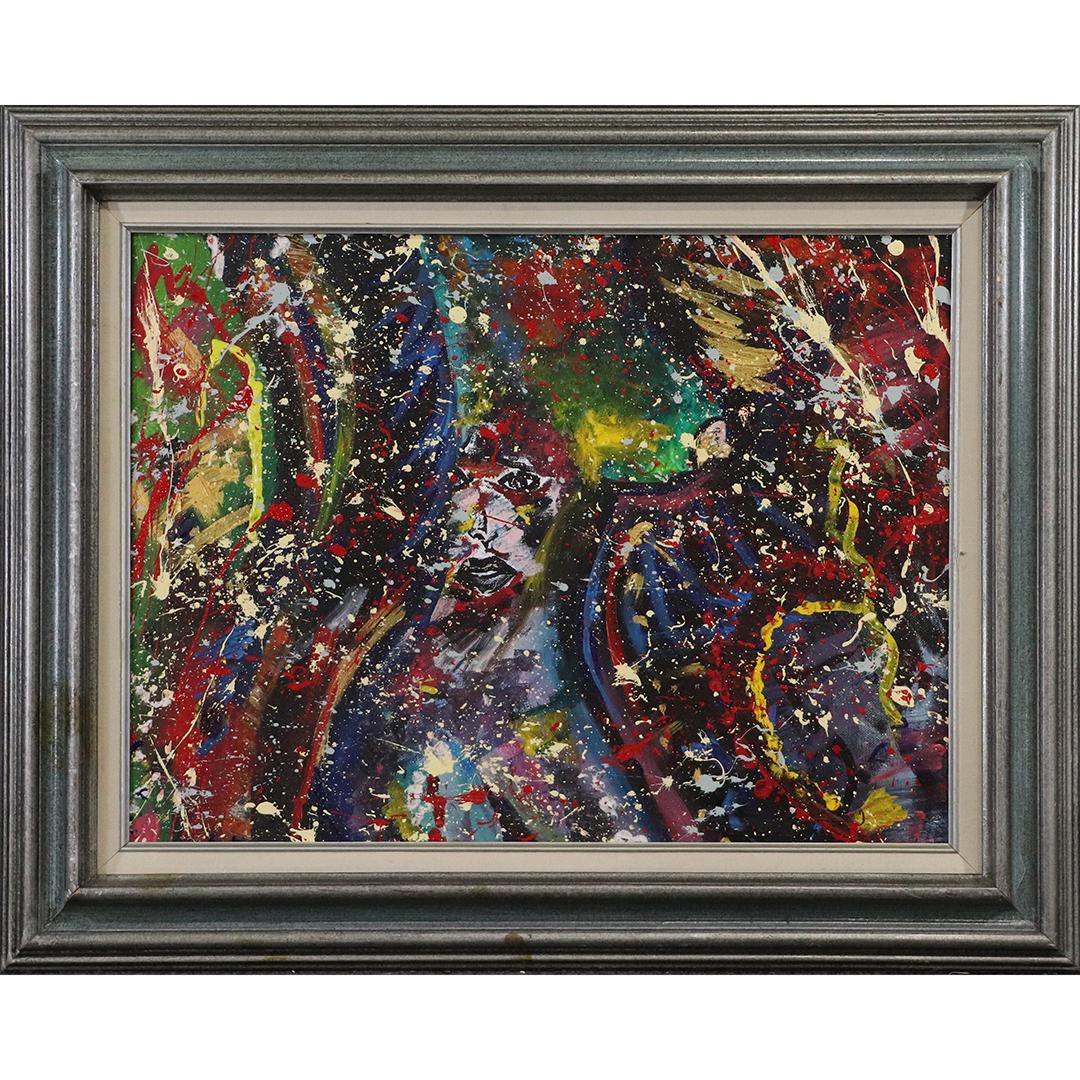 Mid-Century  Modern Abstract Drip Art with Hidden Faces (1 of 6)