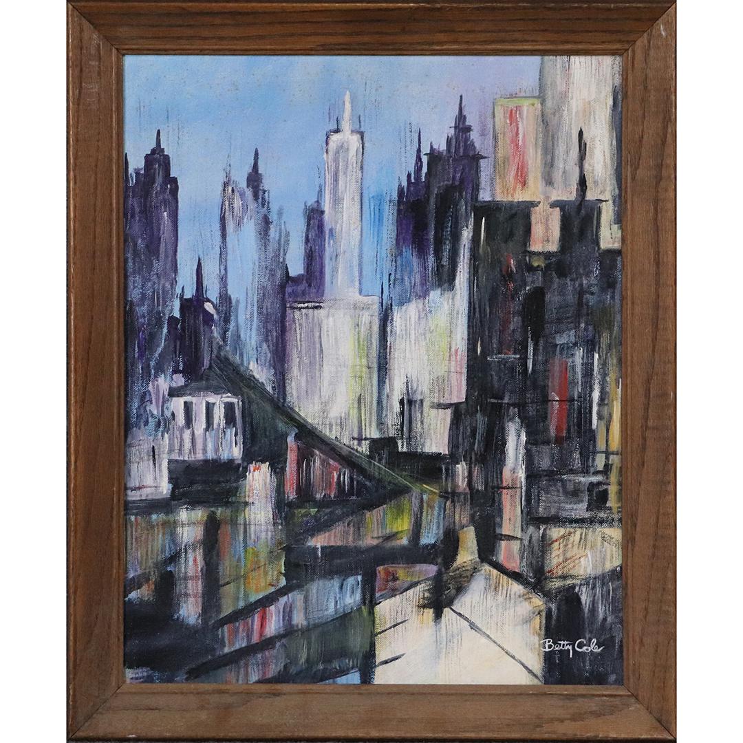 Betty Cole, Vintage O/b New York City Skyline Painting (1 of 7)