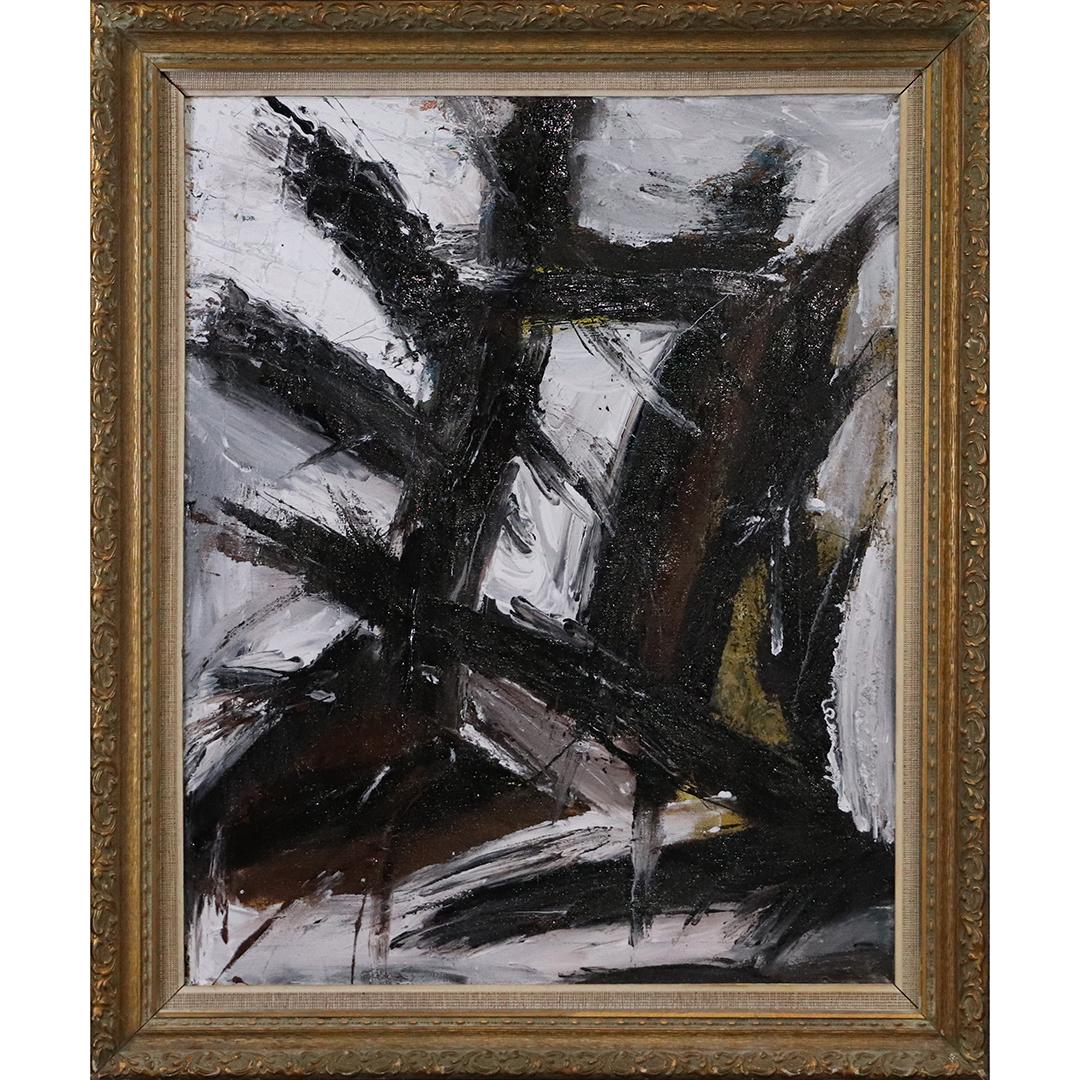 FRANZ KLINE attributed Mid Century Modern Abstract Oil (1 of 7)
