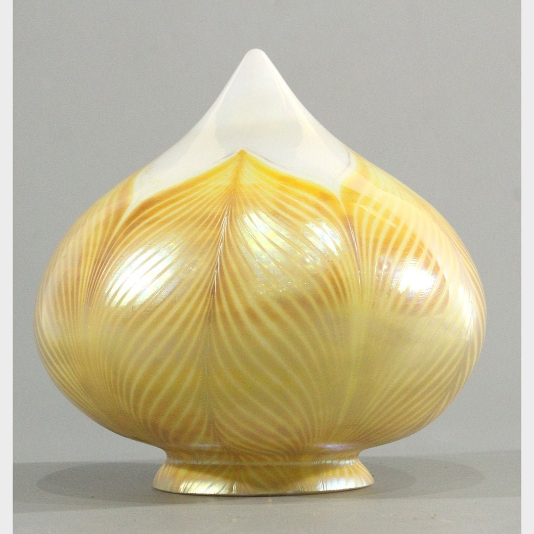 Pulled Feather Art Glass Acorn Shaped Lamp Shade (1 of 5)