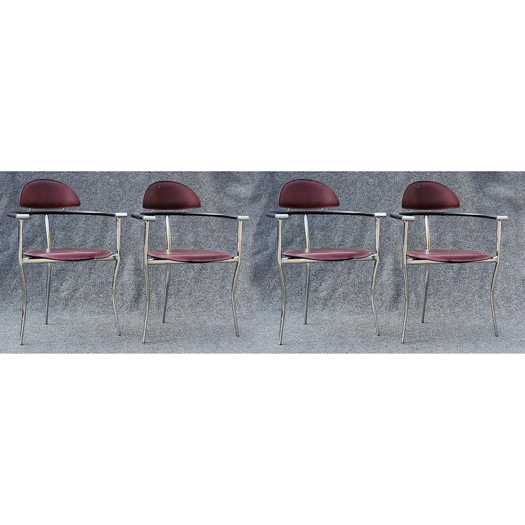 Four ARRBEN ITALY Modern Design Leather & Chrome Chairs (1 of 6)