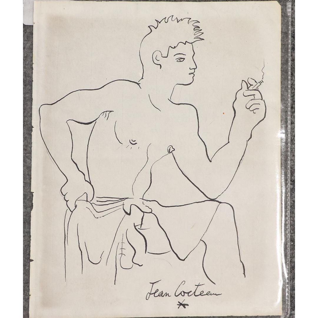 Jean Cocteau [After], Ink on Paper, Male Model: Jean Cocteau [After], Ink on Paper, Male Model. Size: 10 5/8 in. x 8 in. ;ASKart: Jean Maurice Eugene Clement Cocteau (1889 - 1963)Jean Maurice Eugene Clement Cocteau was active/lived in France, Belgi