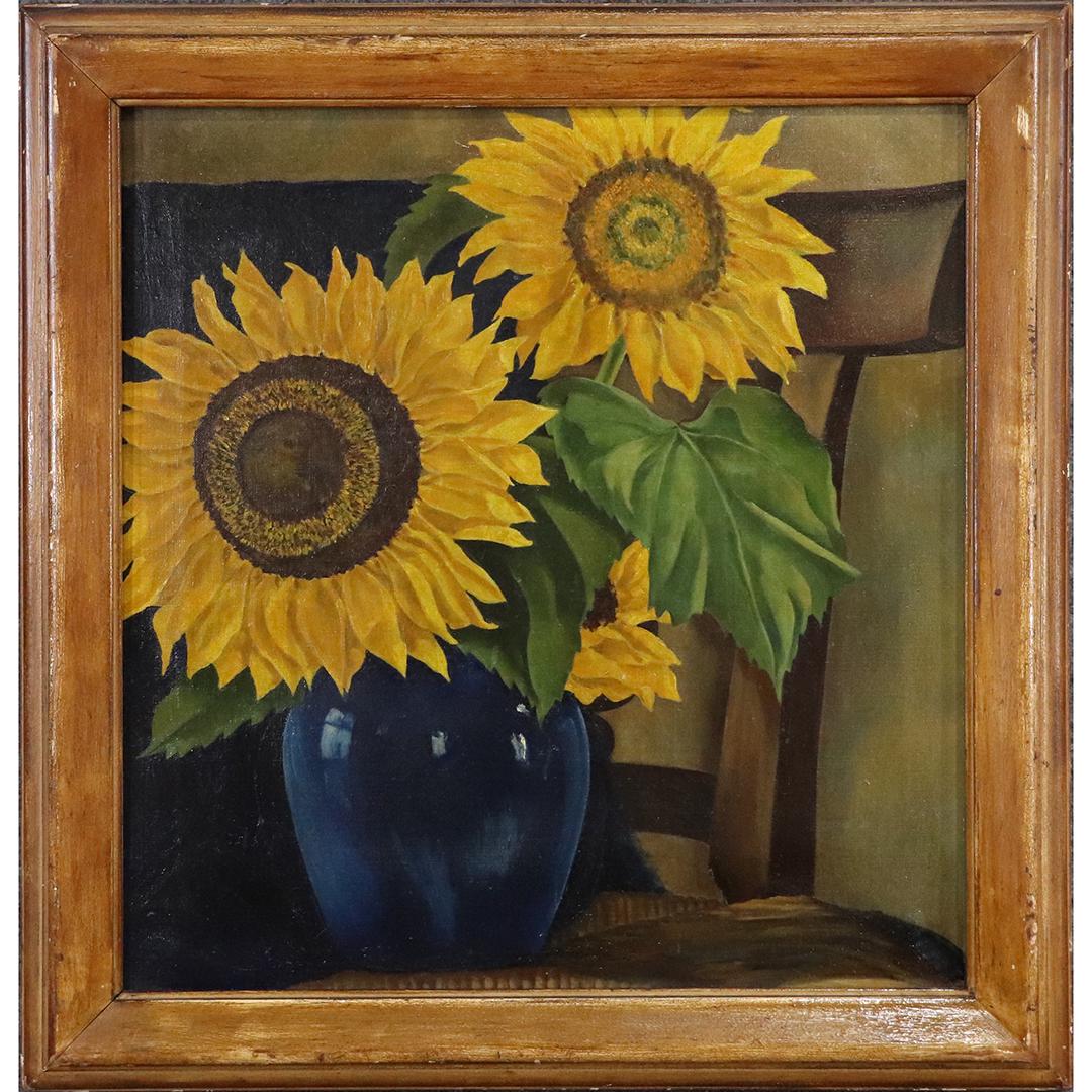Paul R Meltsner, Oil/c, Sunflowers 1946 Painting. (1 of 5)