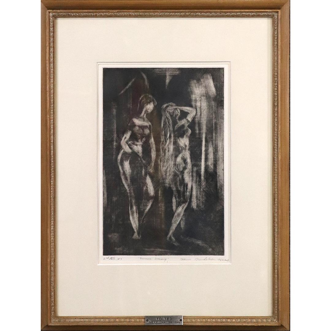 Hiam Mendelson Dated 1962, Etching, Dancers Dressing (1 of 11)