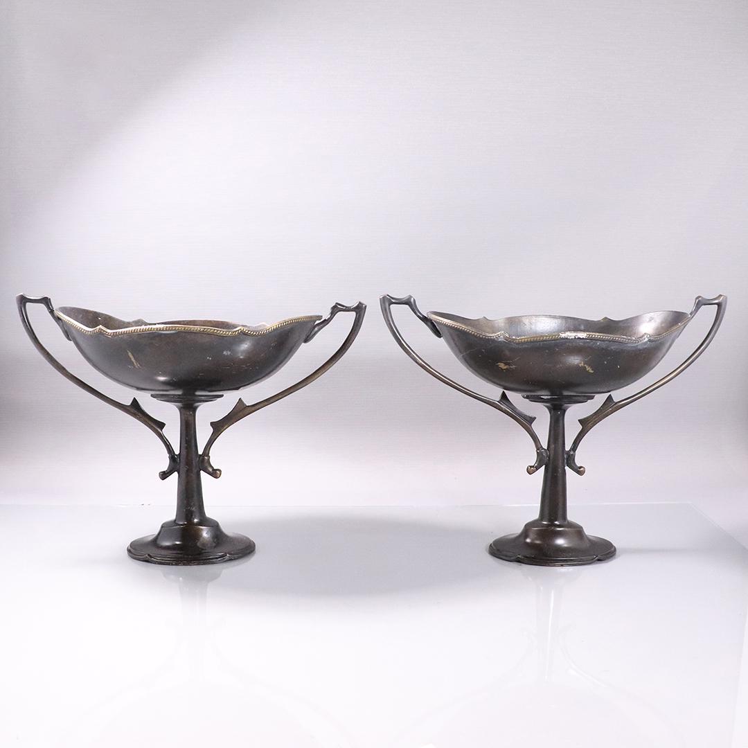 [2] Two Matching Bronze Handled Oval Urns (1 of 5)