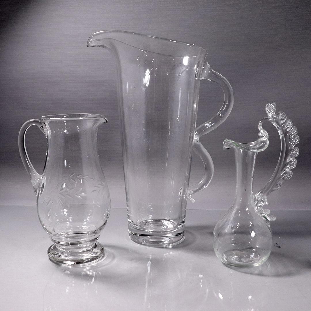[3] Assorted Crystal Glass Pitchers, One is Hand Blown (1 of 5)