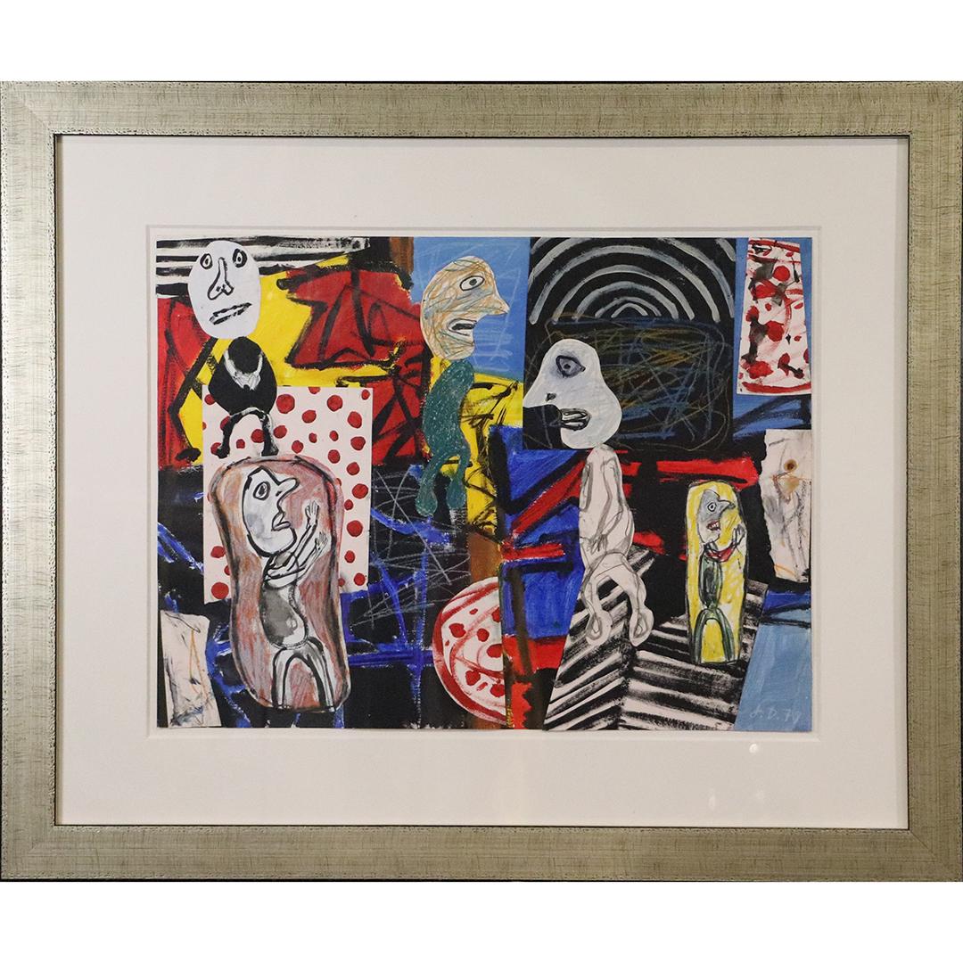 JEAN DUBUFFET 1901-1985 [Attributed] Mixed Media JD '79 (1 of 4)