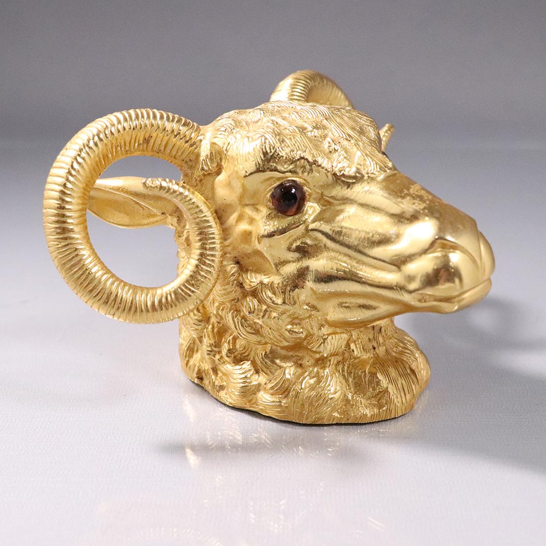 Brass Gilt Ram Head Paperweight Made in Italy (1 of 6)