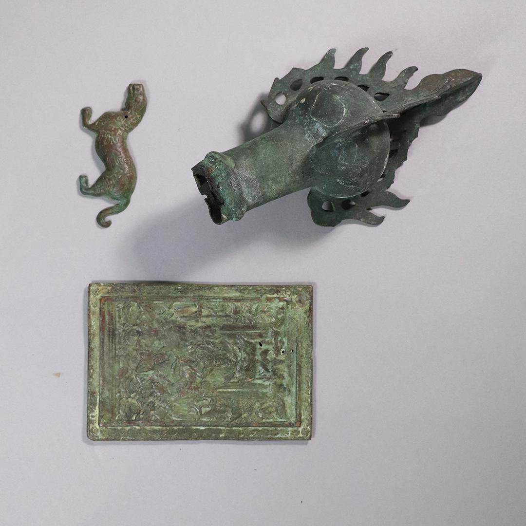 [3] Three Assorted European Bronze Decorative Elements: [3] Three Assorted European Bronze Decorative Elements. Size: range in length, 8 in. - 4 in. inches