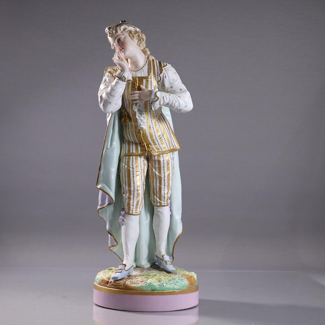 19th C.Tall French Bisque Figure Renaissance Woman: 19th C.Tall French Bisque Figure Renaissance Woman. Note: fingers have flaws. Size: 17.5 in. height x 8 in. wide