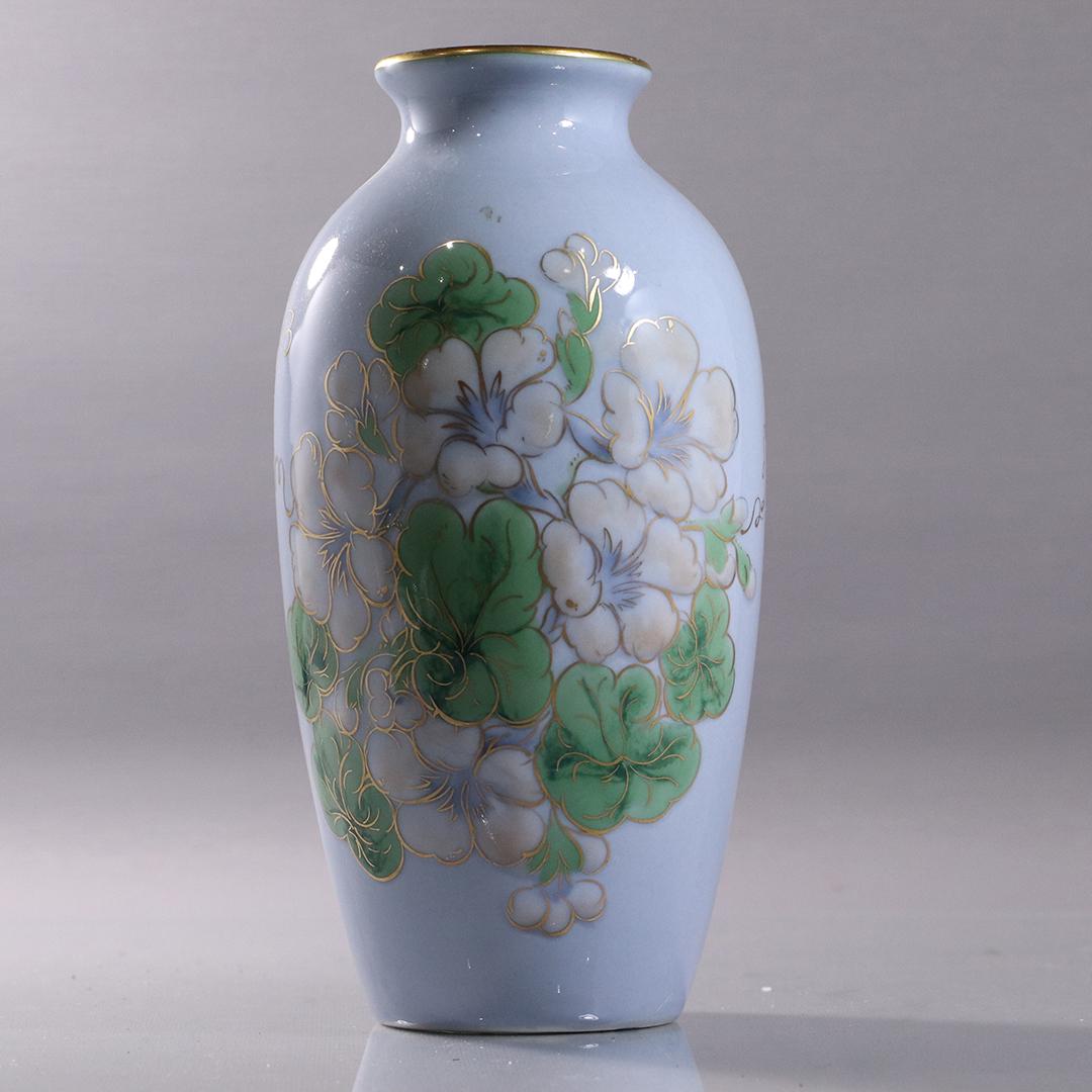Camille Tharaud Limoges France Porcelain Vase Floral: Camille Tharaud Limoges France Porcelain Vase Floral. Size: 10.75 in. height x 5 in. wide
