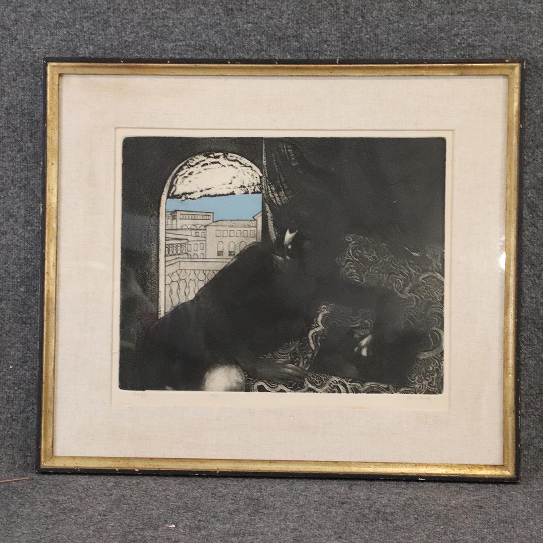 David Bumbeck, Color Etching Titled: Horizon, # 6 of 80: David Bumbeck, born 1940, Color Etching Titled: Horizon, # 6 of 80; pencil signed, original framing. Size: outside of frame: 22 in. x 26 in.