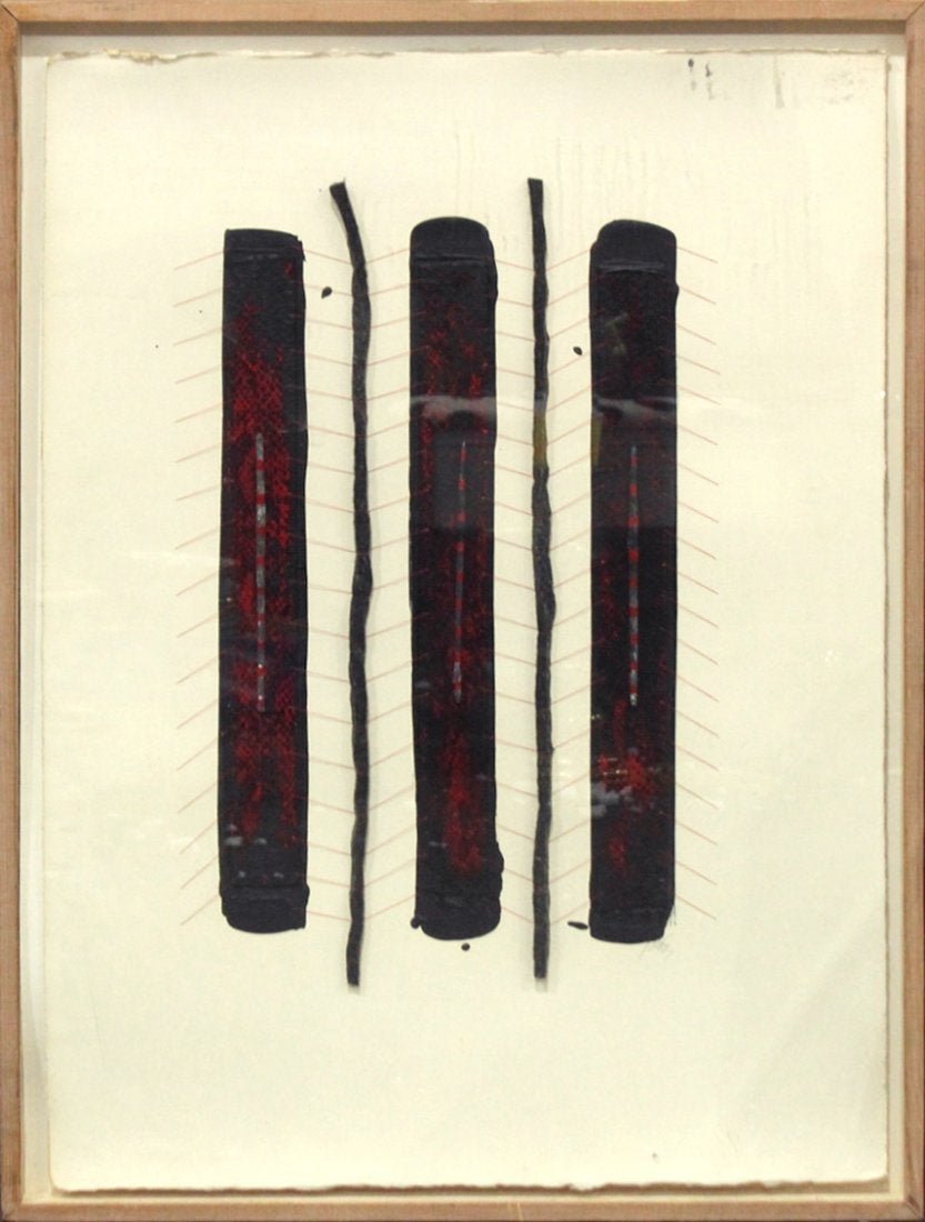 HAROLD JACOBS Listed Phila. Pa Artist, Makler Gallery: HAROLD JACOBS Listed Phila. Pa Artist, Makler Gallery Label.Mixed Media Collage, 1979, Well Listed Artist. Size: outside of frame edge: 23.5 in. x 24 in.; ASKart: Harold Jacobs (born 1932) Harold Jaco