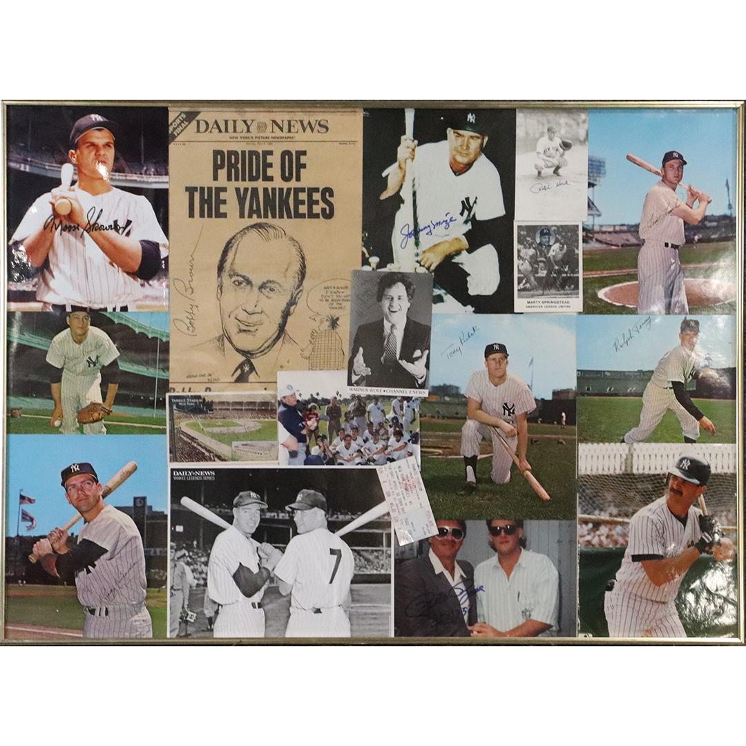 Framed Collage of Assorted Autographed Baseball Players: Framed Collage of Assorted Autographed Baseball Players. All original Signature, Vintage. Pride of the Yankees. Moose Skowrone, Bobby Brown, Johnny Mize, Ralph Hook, Tom Tresh, Marty Springstead, Ralp