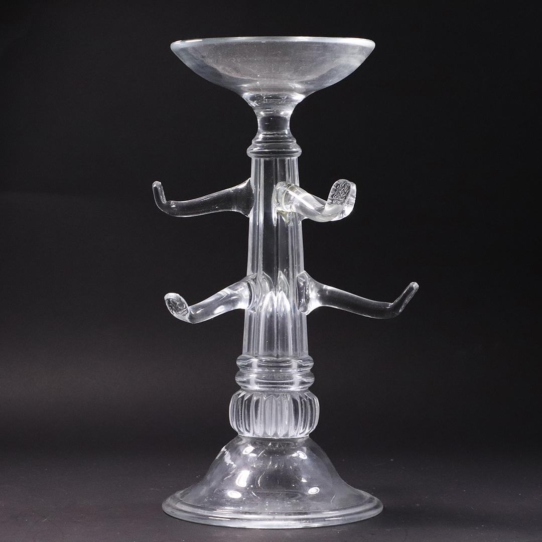 Crystal Glass Jewelry Holder Display Ring Dish Top: Crystal Glass Jewelry Holder Display Ring Dish Top. Vintage, Unique vanity accessory. Size: 13.75 in. height x 6 in. wide