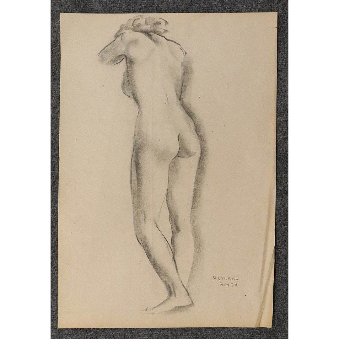 RAPHAEL SOYER 1899-1987, Nude Female Drawing Signed: RAPHAEL SOYER 1899-1987, Nude Female Drawing Signed. Graphite Drawing on Paper. Well listed American Artist. Unframed. Size: 23 in. x 16 in.