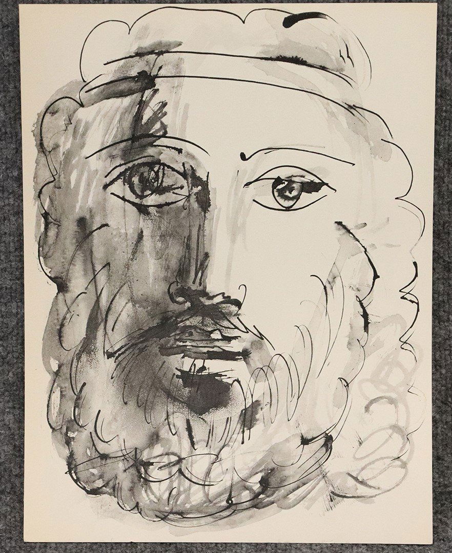 Pablo Picasso, Lithograph, Portrait of a Bearded Man: Pablo Picasso, Lithograph, Portrait of a Bearded Man. Unframed. Size: 14 in. x 10 in.