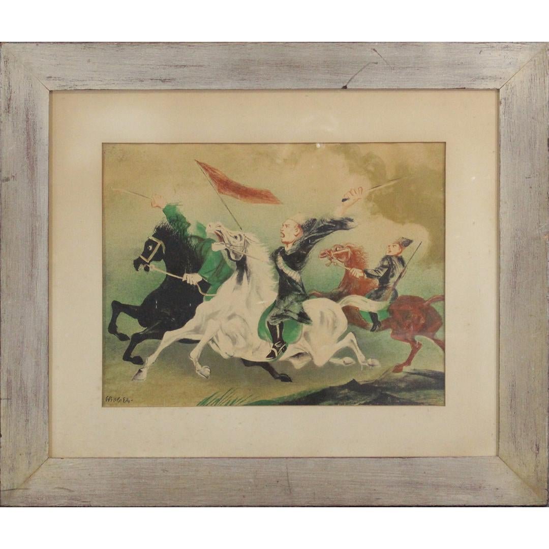WILLIAM GROPPER, Vintage Color Lithograph "Red Calvary": WILLIAM GROPPER, Vintage Color Lithograph "Red Calvary". Signed in plate, original framing, original Associated American Artists Fifth Ave New York label on verso with information: William Gropper, RE