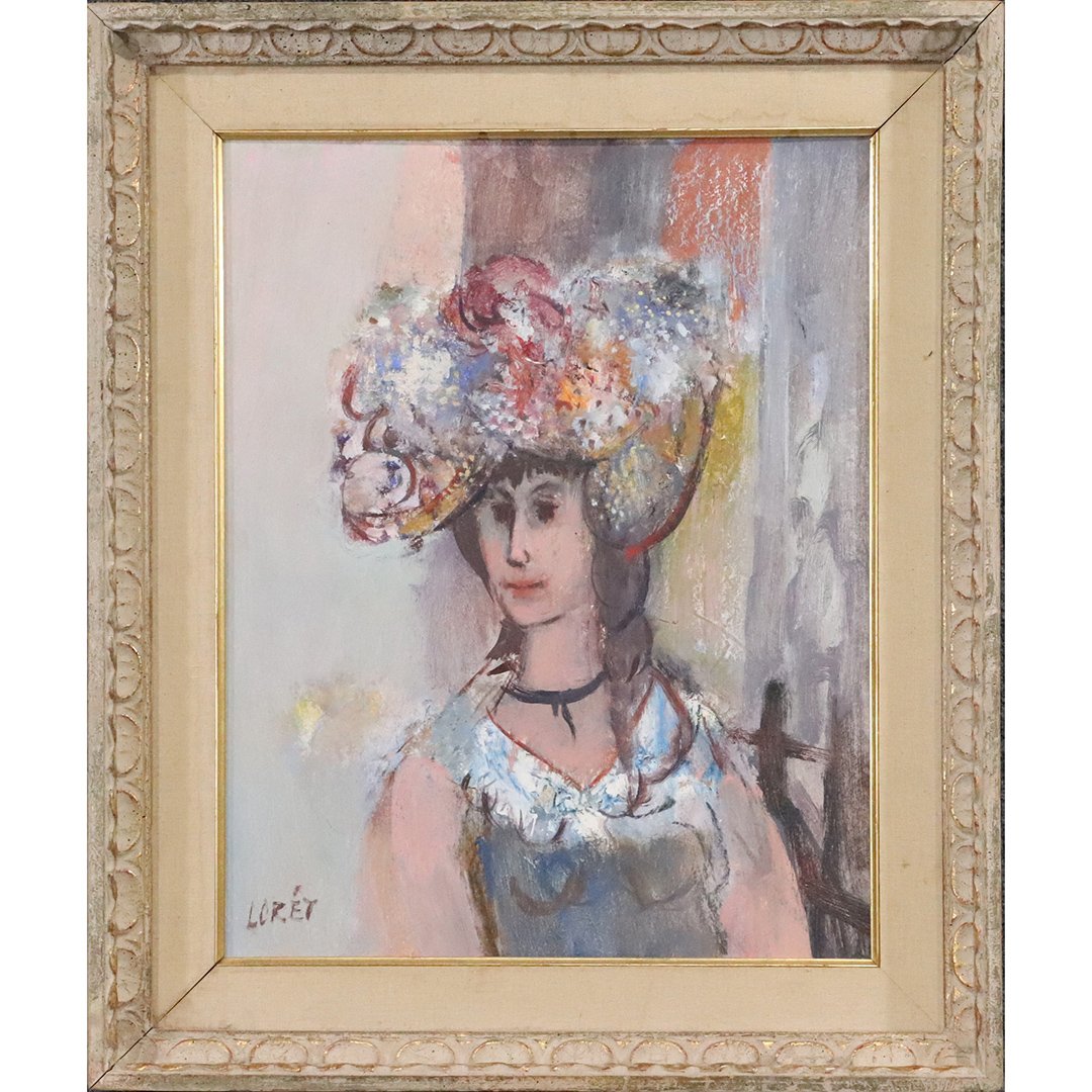 Otto [Banz] Botto [ aka LORET] O/c Fashion Woman w/ Hat: Otto [Banz] Botto [ aka LORET] O/c Fashion Woman w/ Hat. Signed LORET [real name is Otto Botto - read biography], Oil on canvas painting. Original framing. Well listed Artist. Size: image 20 in. x 16