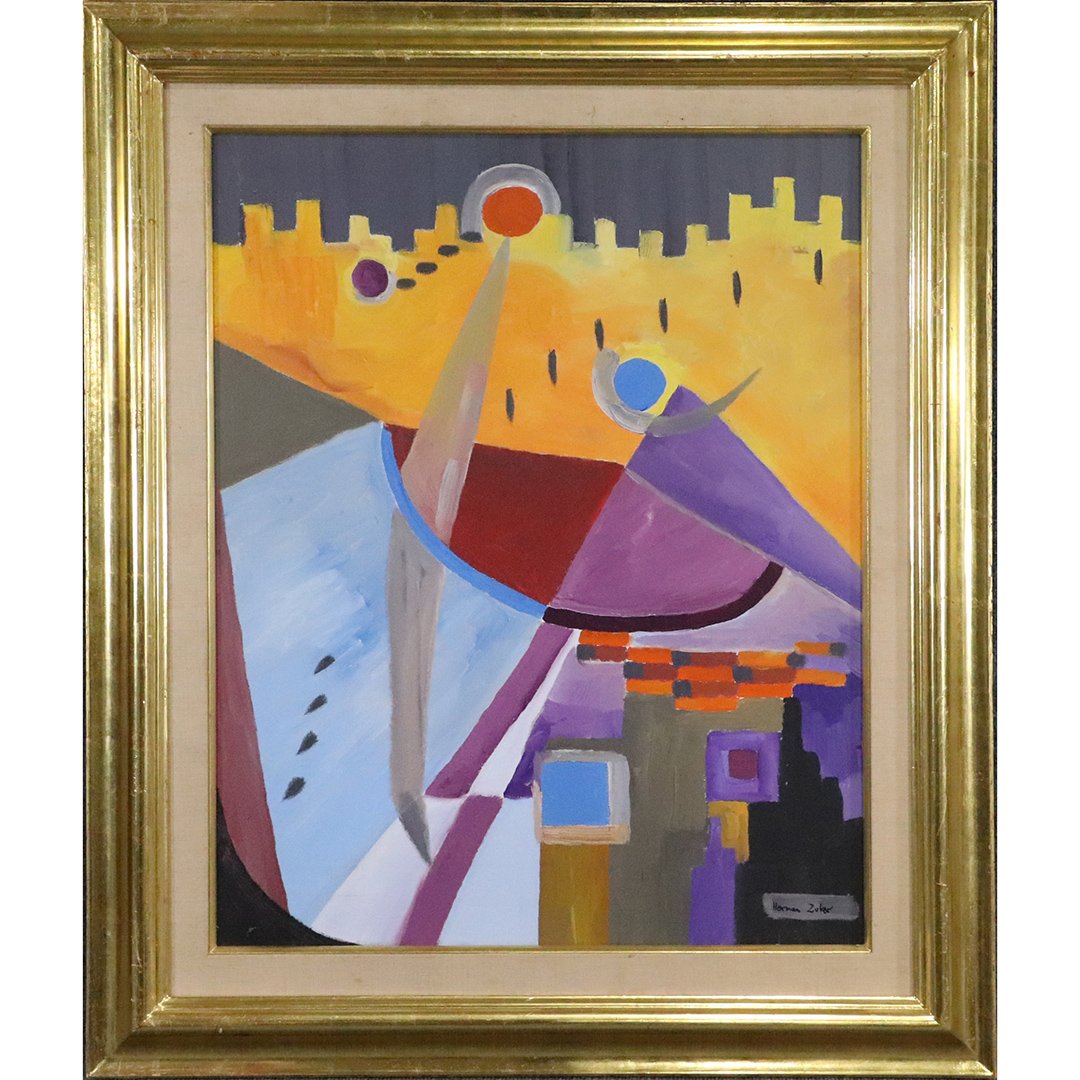 Herman Zuker Son of Jehudith Sobel Acrylic Abstract: Herman Zuker [1959-] accomplished Polish / American artist with Jewish roots. He has been painting since he was a child and had his first art exhibition at the age of 9 in the New Masters Gallery in N