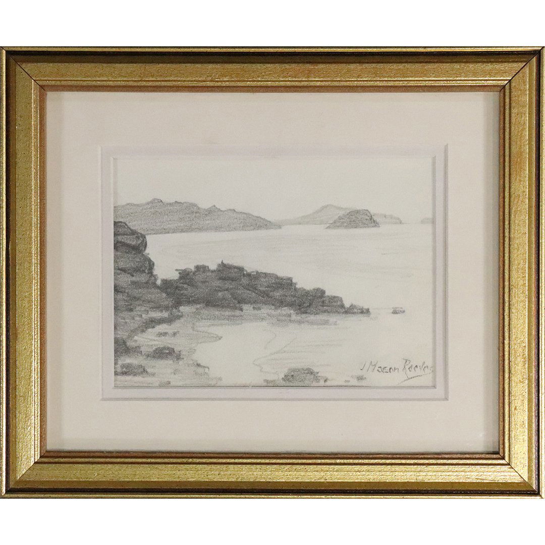 Joseph Mason Reeves 1898-1973 Charcoal "The Seashore": Joseph Mason Reeves 1898-1973 Charcoal "The Seashore", Well listed American artist. Signed, Framed. Size: image 4.75 in. x 6.75 in. , outer frame 9 in. x 11 in. Joseph Reeves (1898 - 1973)Joseph Mason