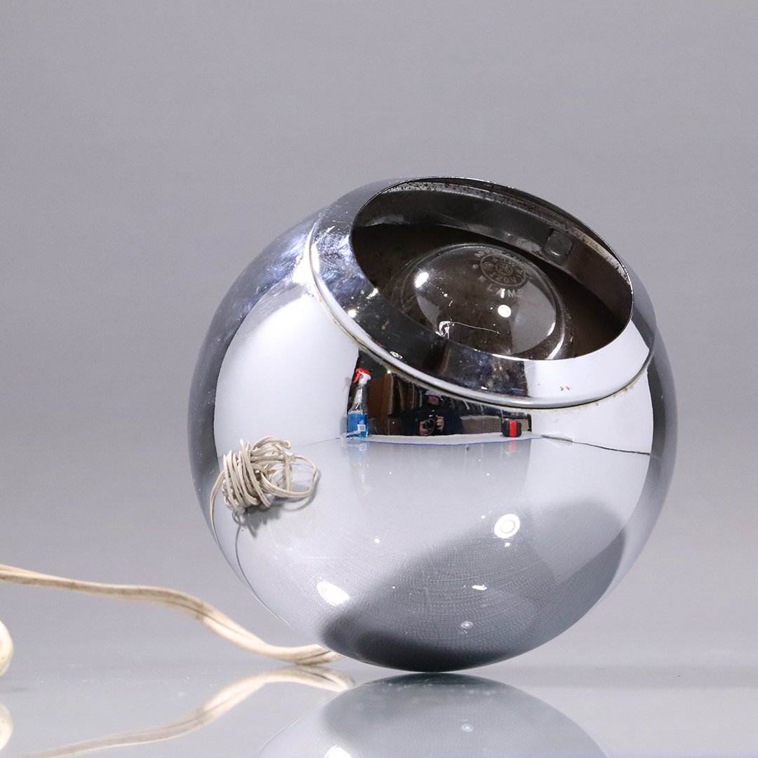 Mid-Century Modern Italian Chrome EYE BALL Hanging Lite: Mid-Century Modern Italian Chrome EYE BALL Hanging Light. Size: 4.5 in. diameter