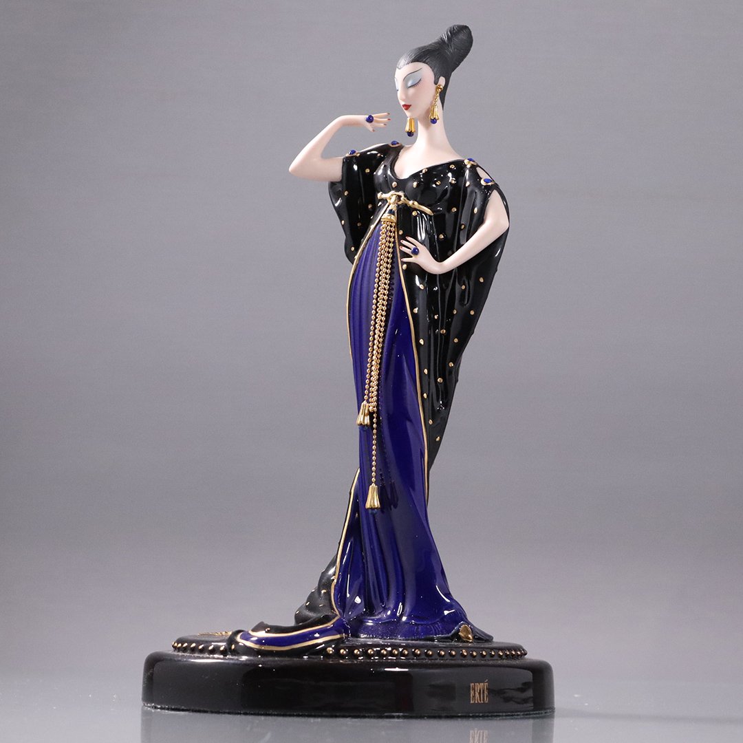 House of ERTE , Moonlight Mystique Franklin Mint Ltd Ed: House of ERTE , Moonlight Mystique, Franklin Mint Ltd Ed. #A 3841. Art Deco Woman Figure. Size: 10.5 in. height, 6 in. wide.