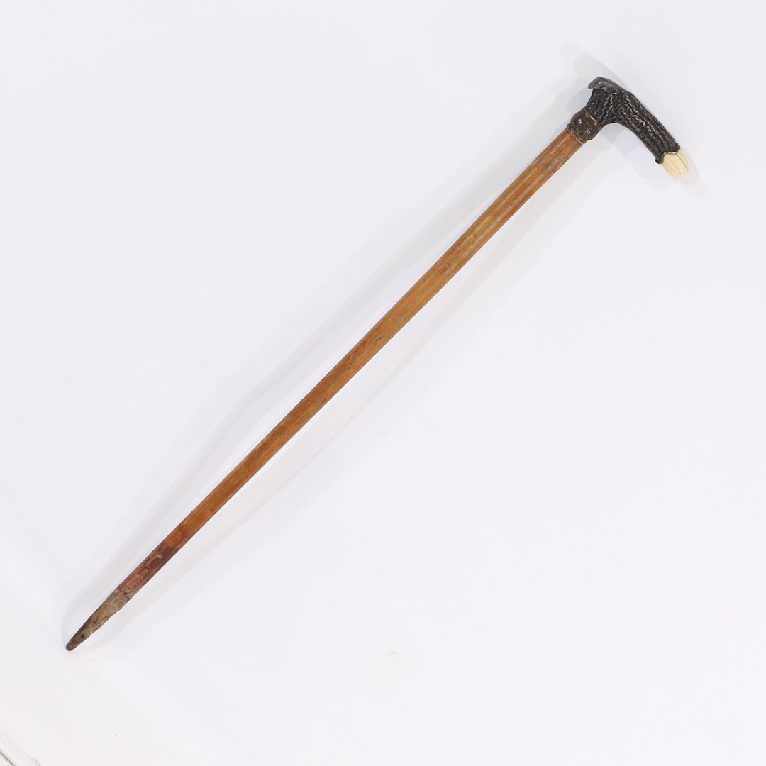 Root Handle Walking Cane Inlay Intaglio Soldier Stone: Root Handle Walking Cane Inlay Intaglio Soldier Stone. Size: 27 in, length, 4.5 in. wide handle.