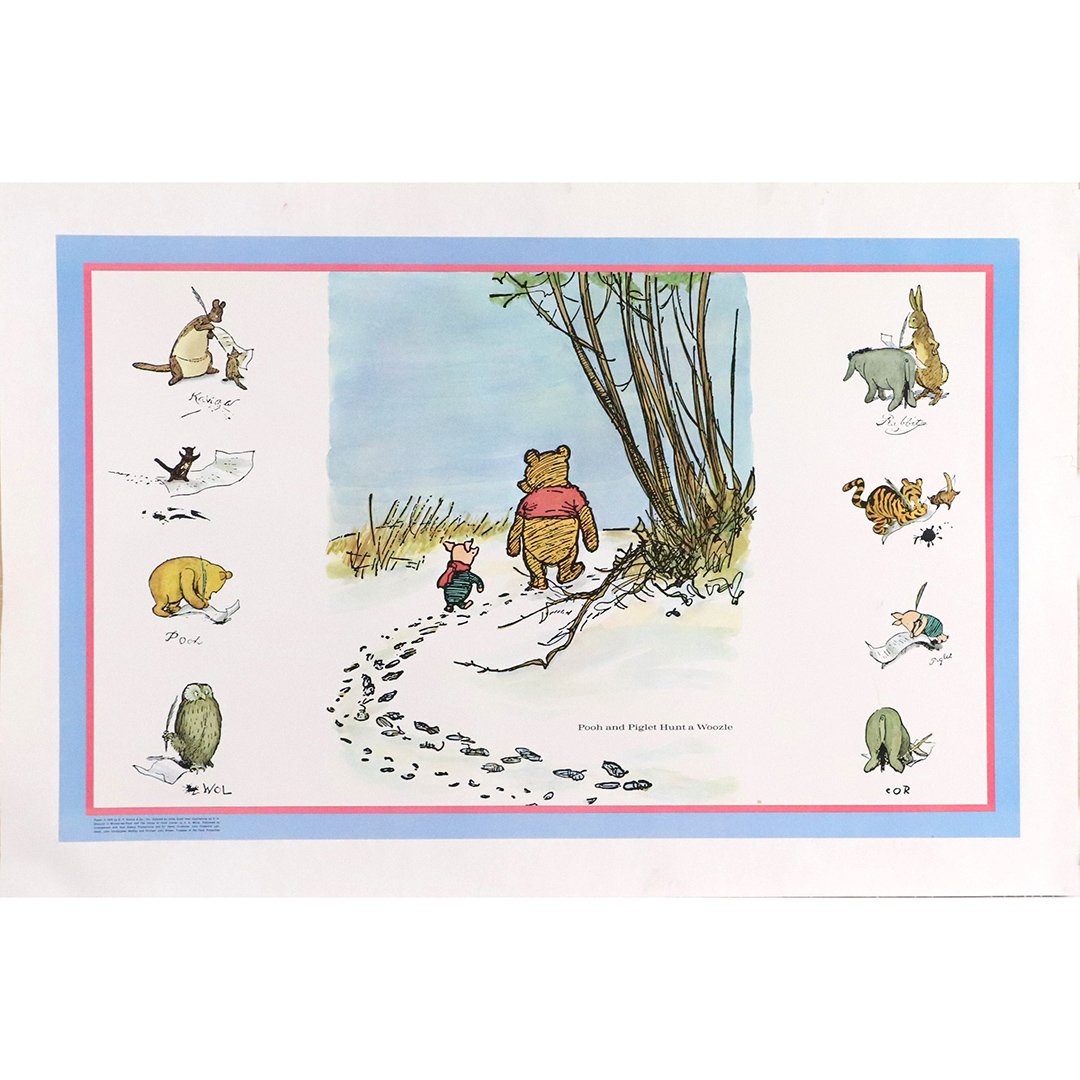 Poster: 1975 E P Dutton POCH And PIGLET HUNT A WOOZLE: Poster: 1975 E P Dutton & Co. Winnie-the-Pooh, POCH And PIGLET HUNT A WOOZLE. Size: 24 in. x 36 in.