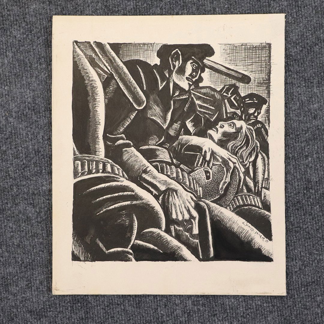 Lynd Ward; Pen and Ink Illustration Protesters Signed: Lynd Ward; Pen and Ink Illustration Protesters Signed.Ink on artists board. Protesters. Signed lower right; 11.25in. X 10.25in.(image), 14.25in. X 12in.(overall)