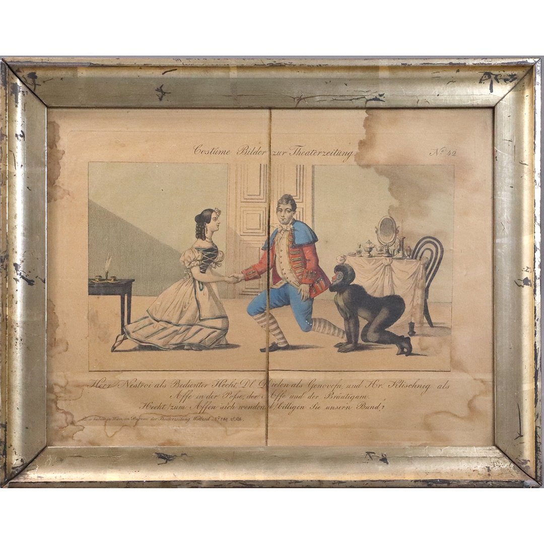 Costume Builder Zur Theaterzeitung, Lemon Gilt Frame: Costume Builder Zur Theaterzeitung, Lemon Gilt Frame. Antique colored lithograph. Size: image 8.5 in. x 11 in.; outer frame 10 in. x 12.5 in.