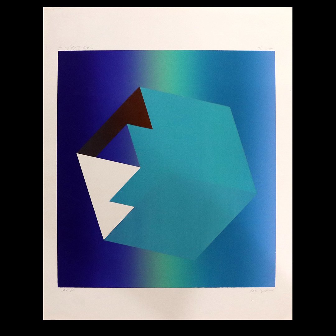 TAD LIPSKI Artist Proof 1978 Off Set Lithograph, Op Art: TAD LIPSKI Artist Proof 1978, Off Set Lithograph, Op Art, Style of Victor Vasarely; Pencil signed. Size: image 21 in. x 19 in.; full borders 28 in. x 22 in.