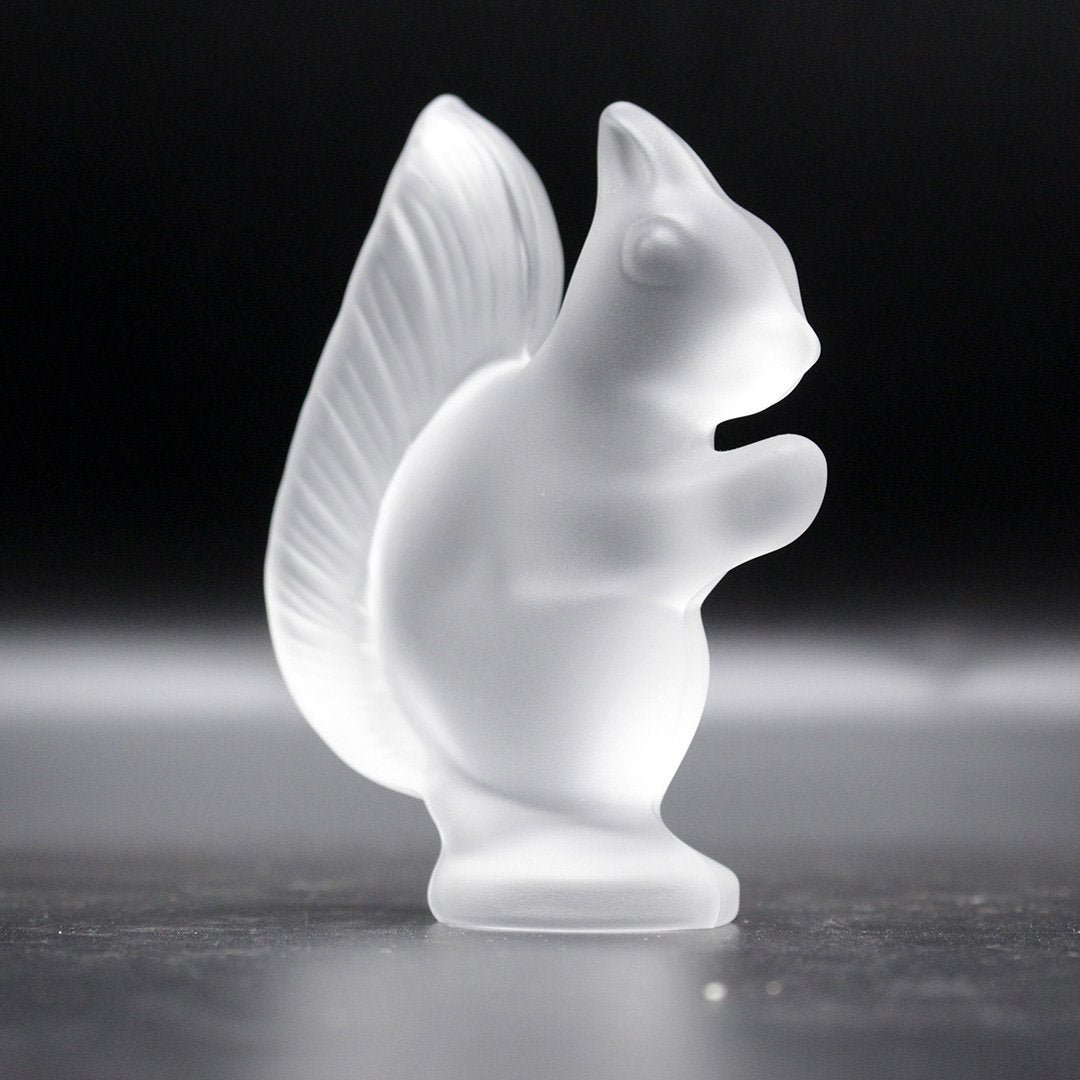 Lalique France Satin Glass Squirrel Figurine: Lalique France Satin Glass Squirrel Figurine. Size: 4 in. height , 3.25 in. wide