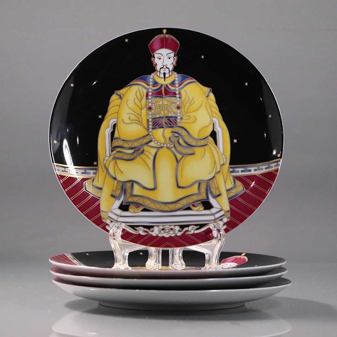 [4] Fitz and Floyd c. 1980 Ming Dynasty Emperor Plates: [4] Fitz and Floyd c. 1980 Ming Dynasty Emperor Porcelain Plates. Size: 7.5 in. diameter
