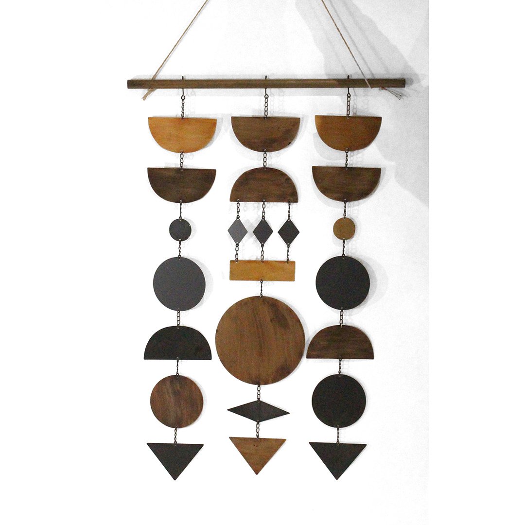 Modern Design Hanging Mobile Metal Circles Half Circles: Modern Design Hanging Mobile, Metal Circles, Half Circles and Triangles. Size: 35 in. length, 24 in. wide