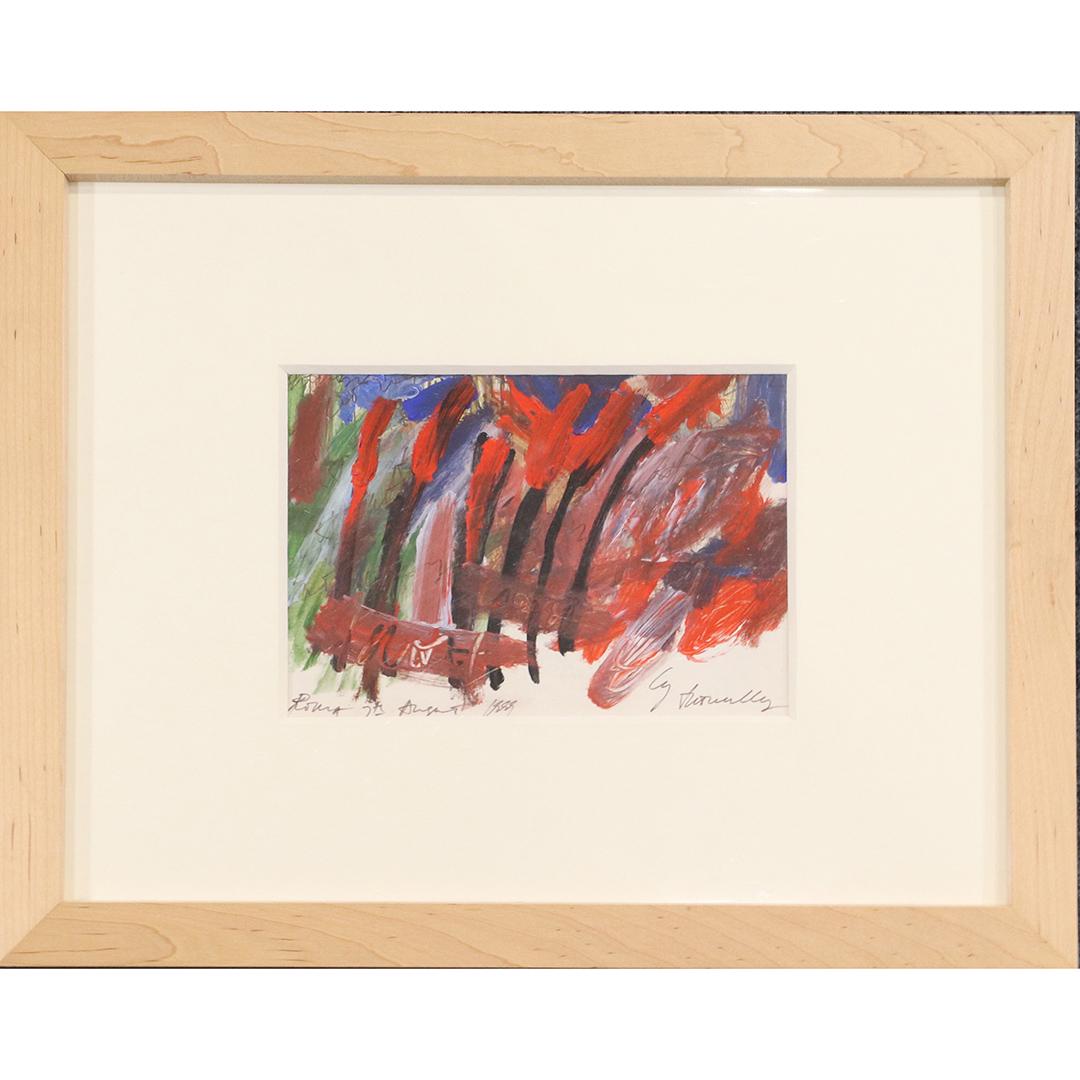 Cy Twombly 1928-2011 Red Abstract Oil on Paper Signed: Cy Twombly 1928-2011 Red Abstract Oil on Paper Signed. Gallery framed. size: 6.5x9.5 image, 16x20 outside frame Update: came with no written provenance and no gallery labels, therefore selling as "att