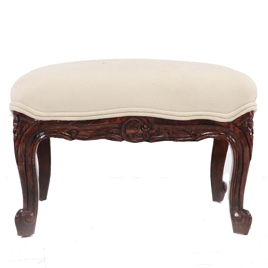 French Carved Wood Frame Footstool Cabriole Legs: French Carved Wood Frame Footstool Cabriole Legs. Clean. size: 10 in.height x 15 in. Length x 11 in. wide