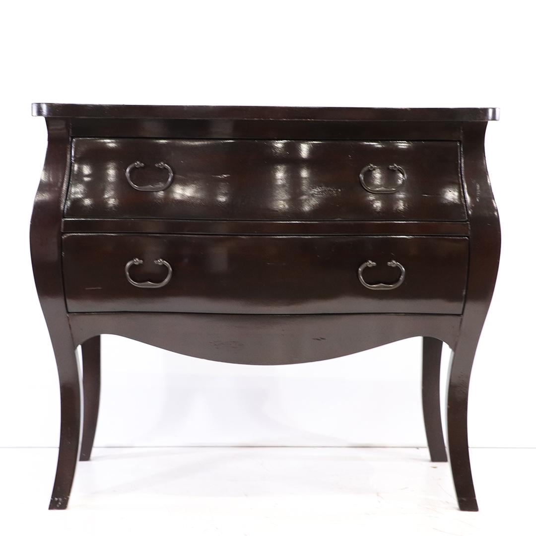 20th C. Black 2-Drawer Bombay Commode Chest - Clean: 20th C. Black 2-Drawer Bombay Commode Chest - Clean. size: 30 in. height x 34 in. Length x 18 in. wide