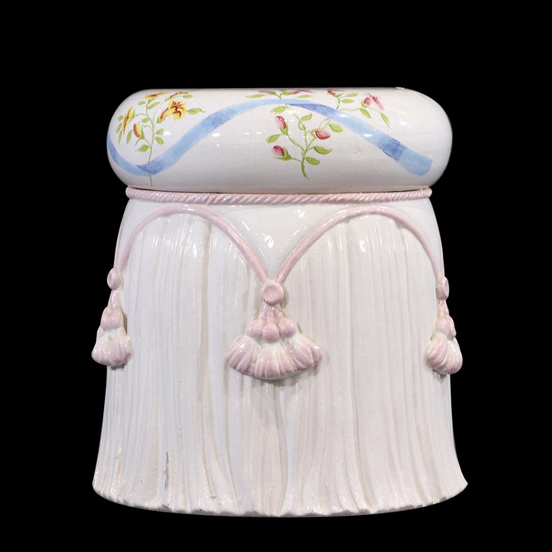 French White Porcelain Stool Garden Seat Very Stylish: French White Porcelain Stool Garden Seat Very Stylish. size: 14 in. height x 14 in. diameter