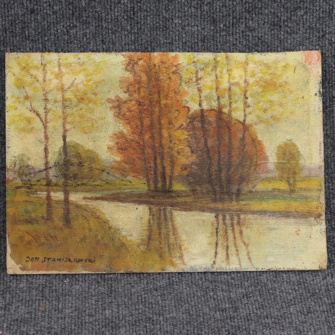 Jan Stanislawski, Polish Artist, Landscape Trees Oil/b: Jan Stanislawski, Polish Artist, Landscape Trees Oil/b. Oil on board painting, Signed. Important Listed Polish Artist. Signed. size: 9.5 in. x 13.5 in.. Jan Stanislawski (1860 - 1907)Jan Stanislawski