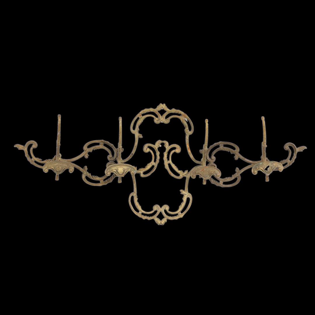 Cast Iron Wall Mount 4 Hook Coat and Hat Rack: Cast Iron Wall Mount 4 Hook Coat and Hat Rack. size: 13 in.height x 30.5 in. length x 4 in. outward from wall