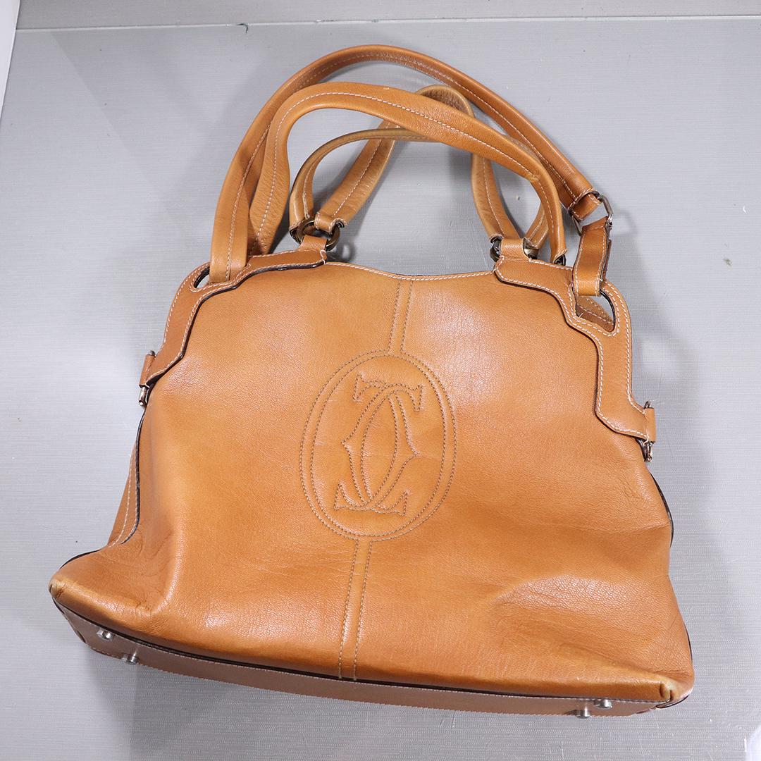 CARTIER Brown Leather Handbag - Clean: CARTIER Brown Leather Handbag - Clean size: 11.5h x 15w