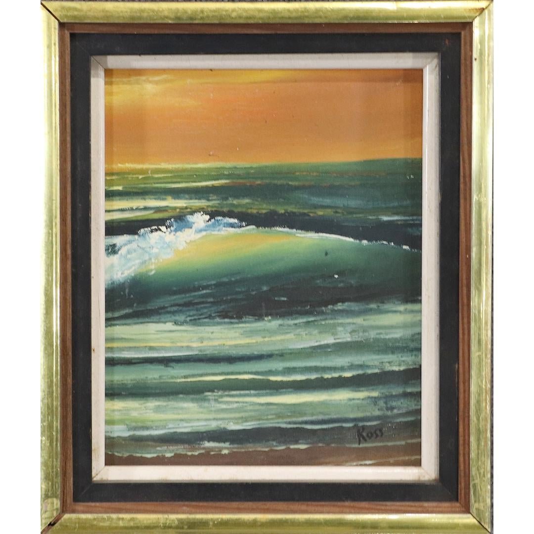 Ross, Vintage Oil/b Cresting Ocean Wave, Signed, Framed (1 of 6)