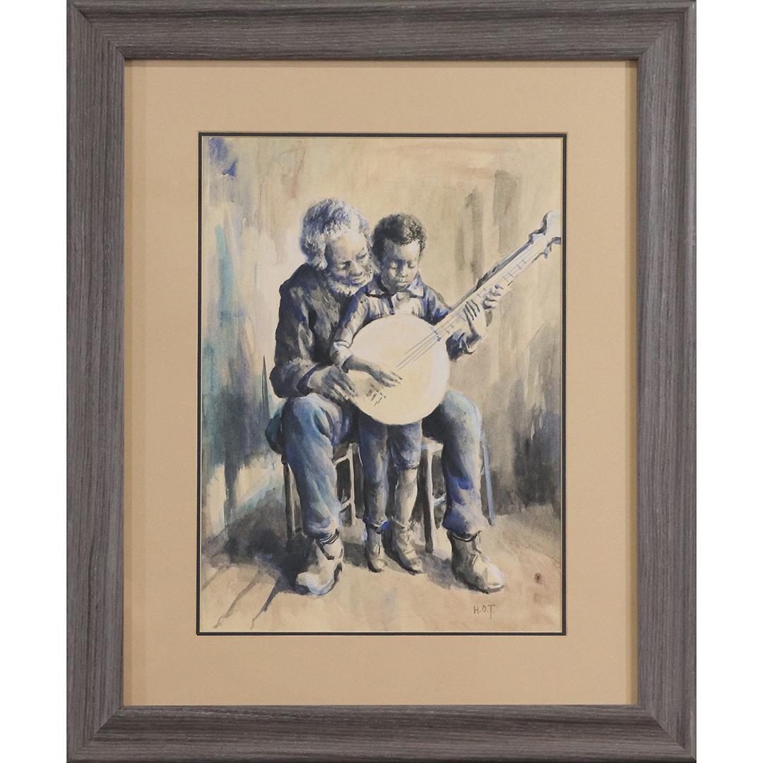 HENRY OSSAWA TANNER, African American Man Teach Banjo (1 of 6)