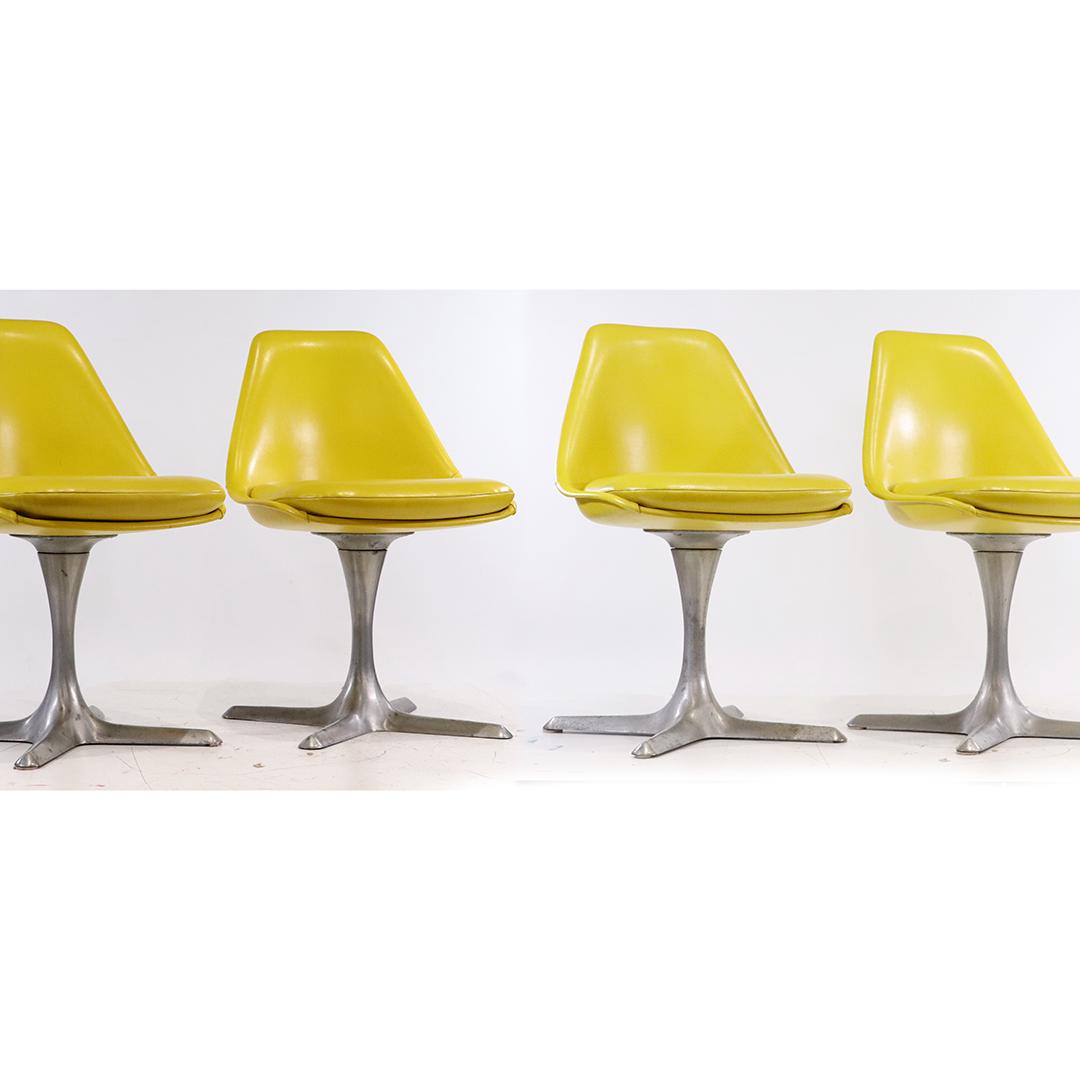 [4] Four Burke Mid-Century Yellow Dining Chairs X Bases (1 of 13)
