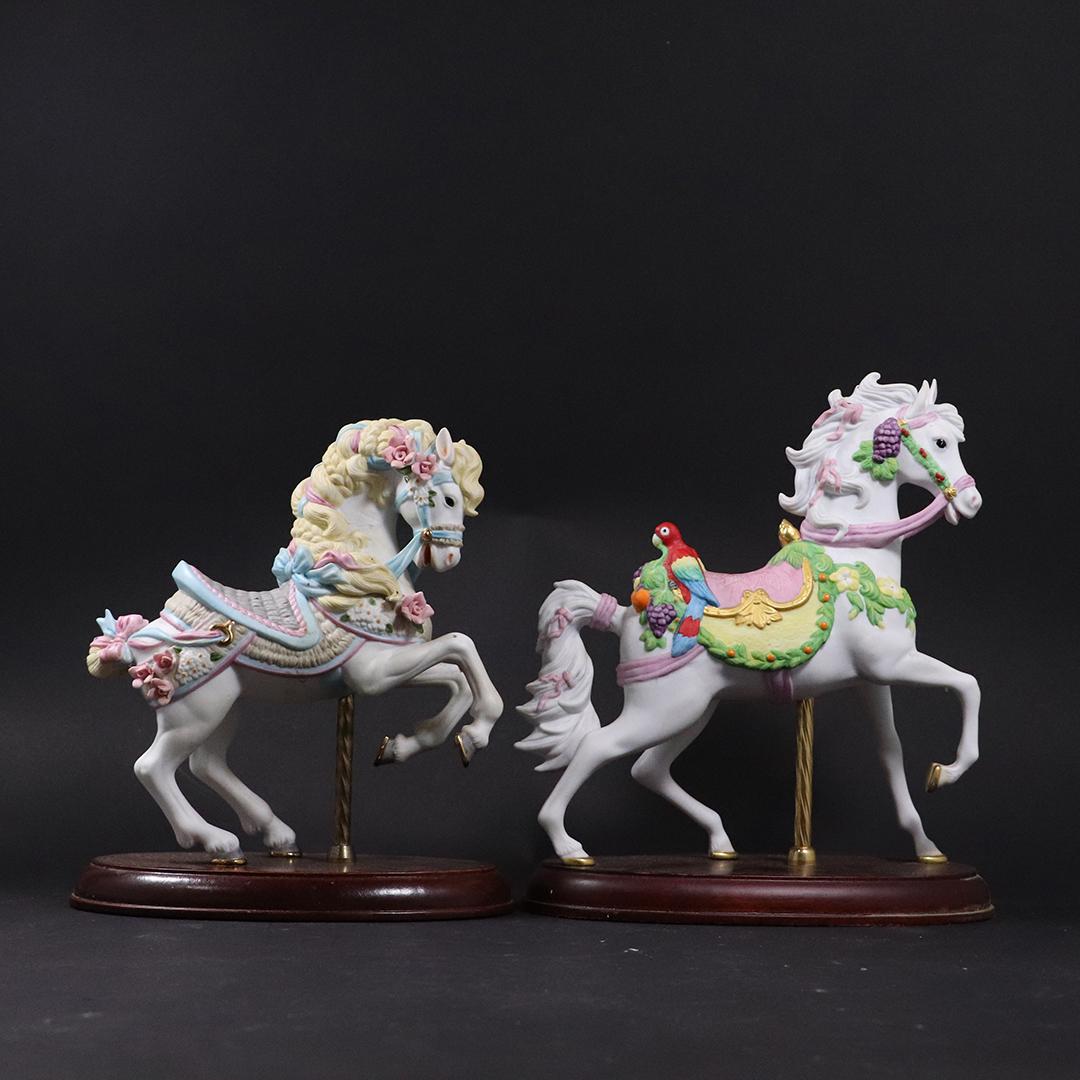 [2] Two LENOX Porcelain Carousel Horses on Stands (1 of 9)