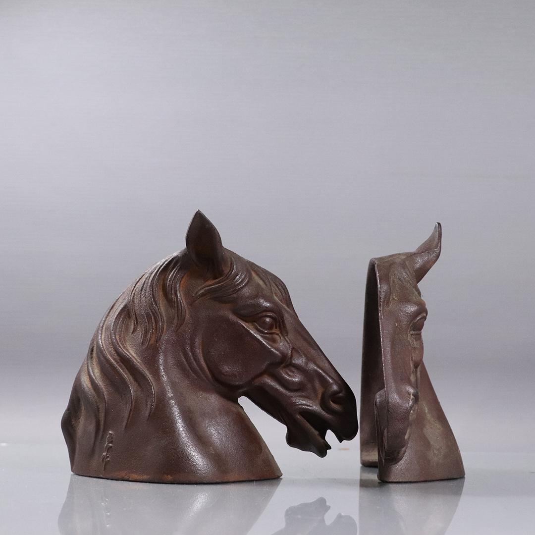 Equestrian Cast Iron Horse Head Bookends (1 of 6)